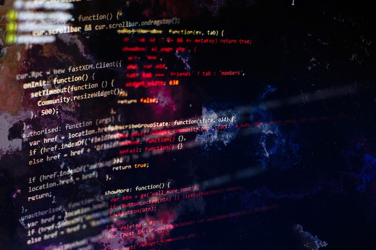Photo html5 in editor for website development. website html code on the laptop display closeup photo. modern tech. innovative startup project.