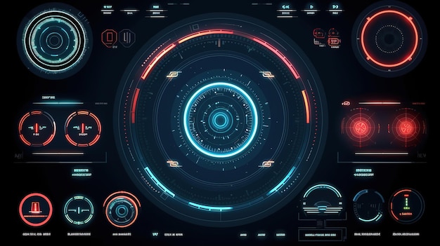 HUD Elements Pack HudGUI per la progettazione dello sfondo del gioco Sfondo tecnologico Dati digitali IA generativa