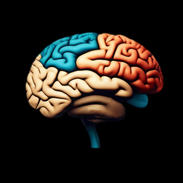 Human brain on a black background 3d rendering Computer digital drawing generated by ai