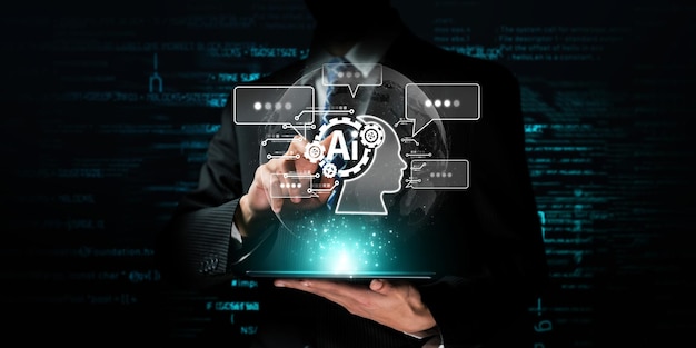 Human interact with ai artificial intelligence virtual assistant faas