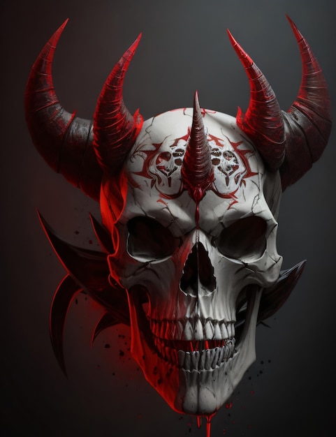 Human Skull Devil sfondo d'arte horror