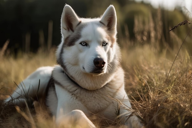 Husky dalla Siberia che si rilassa