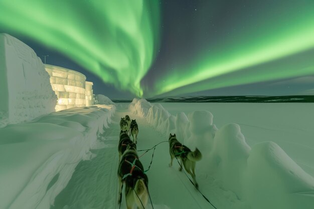 HuskyLed Aurora Extravaganza vicino al Glacial Ice Retreat