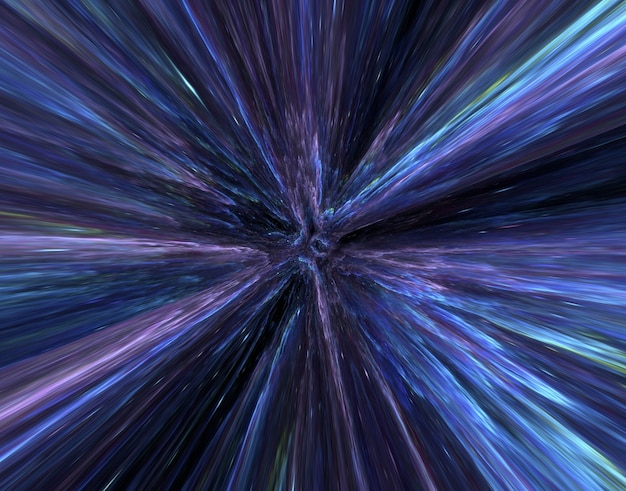 Hyperspace Motion blur attraverso l'universo, muovendosi alla velocità della galassia del tunnel di luce, iper salto di colore astratto sfondo