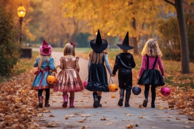 i bambini andranno a fare una passeggiata in autunno.