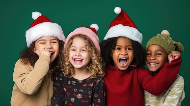 I bambini carini indossano un panno di Babbo Natale isolati