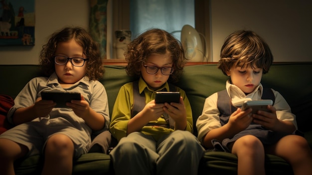 I bambini che usano il cellulare