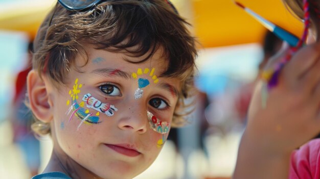 I bambini fanno la fila con entusiasmo per dipingere i volti e gli animali in palloncino che aggiungono all'atmosfera familiare