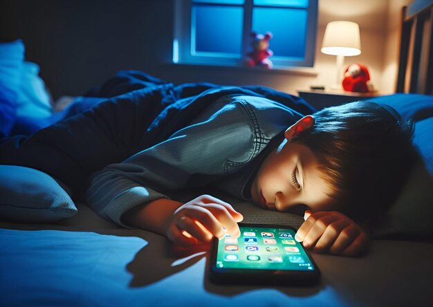 I bambini giocano con smartphone e tablet la loro vista è danneggiata dormono fino a tardi e non hanno