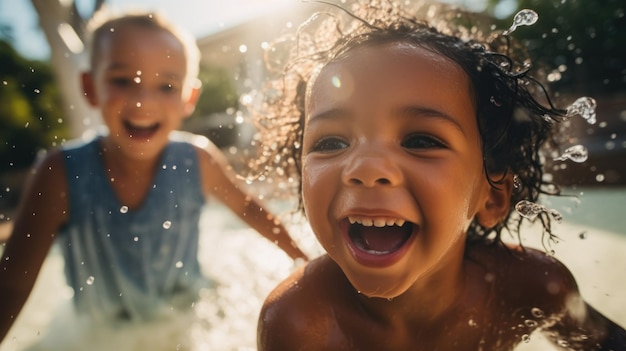 I bambini piccoli si divertono in acqua