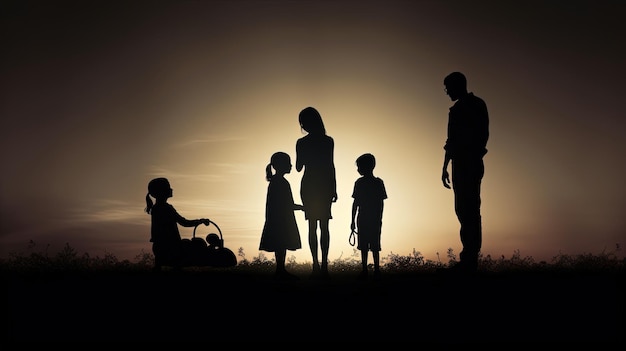 I bambini vengono presi in mezzo ai loro genitori a causa del loro concetto di silhouette di divorzio