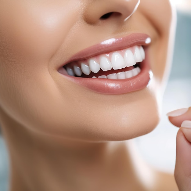 I bei denti della donna con il sorriso bianco naturale