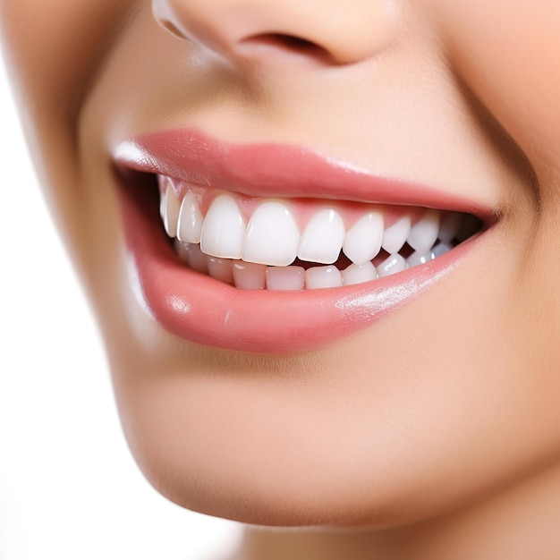 I bei denti della donna con il sorriso bianco naturale