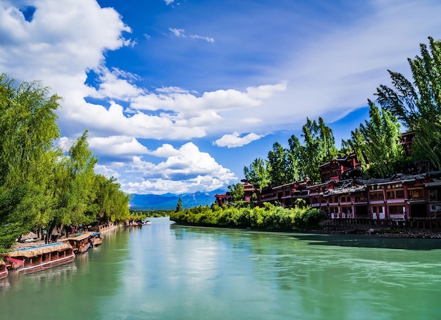 I bellissimi paesaggi e il fiume ai generati