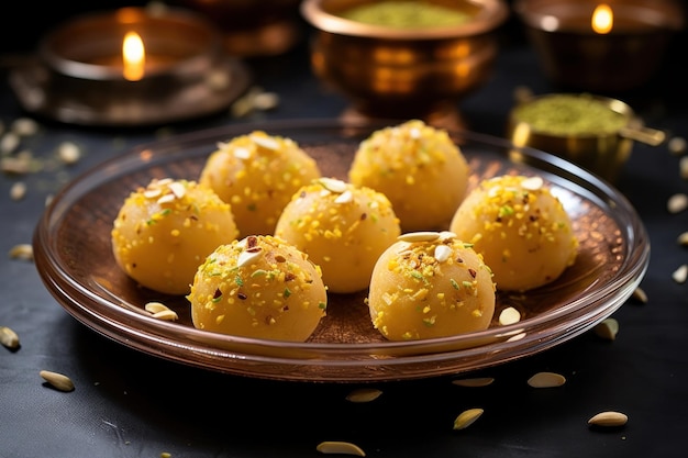 I Besan ladoo sono deliziose palline dolci fatte con farina di ceci, zucchero, burro chiarificato e cardamomi