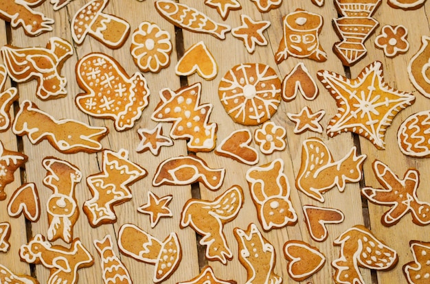 I biscotti del pan di zenzero di Natale hanno decorato la glassa.