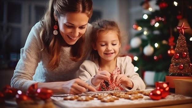 I biscotti di Natale sono fatti da una madre e da una figlia.