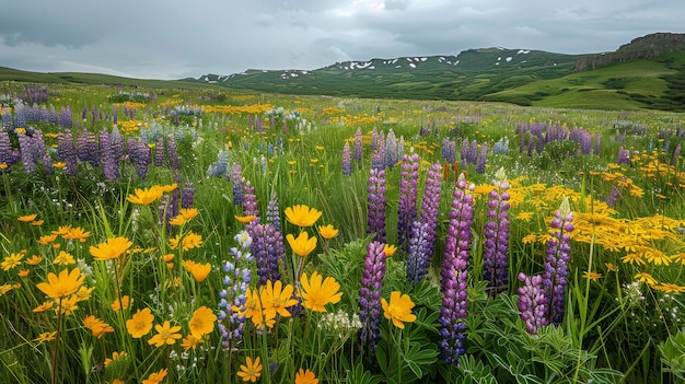 I campi pieni di fiori gialli e blu