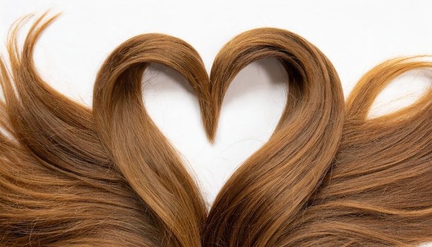 I capelli castani che formano la forma dell'amore il giorno di San Valentino