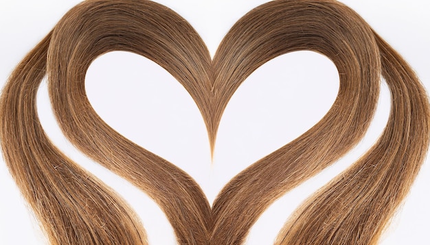 I capelli castani che formano la forma dell'amore il giorno di San Valentino
