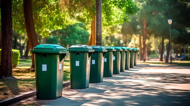 I cestini della spazzatura nel parco