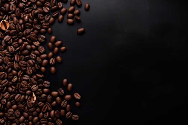 I chicchi di caffè su sfondo nero possono essere utilizzati come sfondo