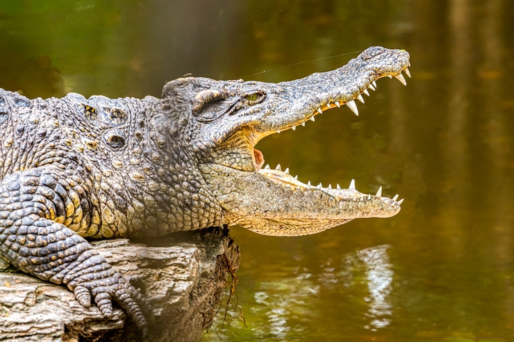 Foto i coccodrilli sono animali con bellissimi denti