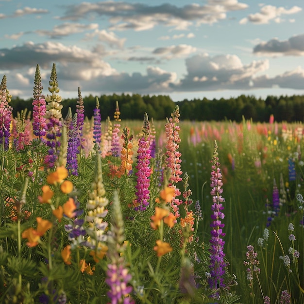 I colorati campi di fiori in fiore nell'estate lettone