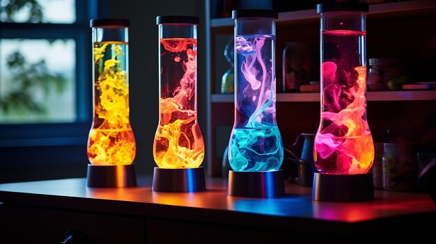 I colori vibranti e le forme ondulate di una lampada lava creano un'atmosfera rilassante