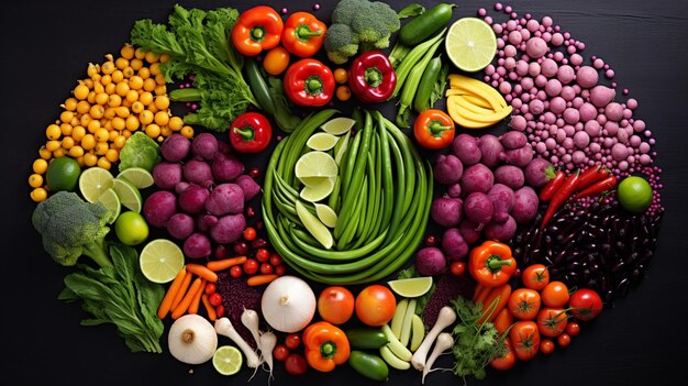 i colori vivaci delle verdure fresche creano un'alimentazione sana