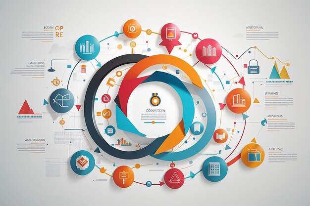 I concetti aziendali vettoriali con icone possono essere utilizzati per il rapporto aziendale o il modello moderno del ciclo infografico