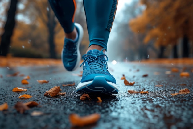 I corridori con le scarpe da ginnastica corrono lungo la strada