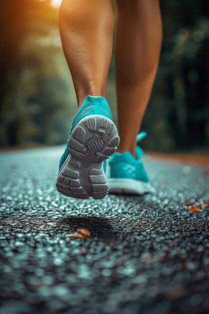 I corridori con le scarpe da ginnastica corrono lungo la strada