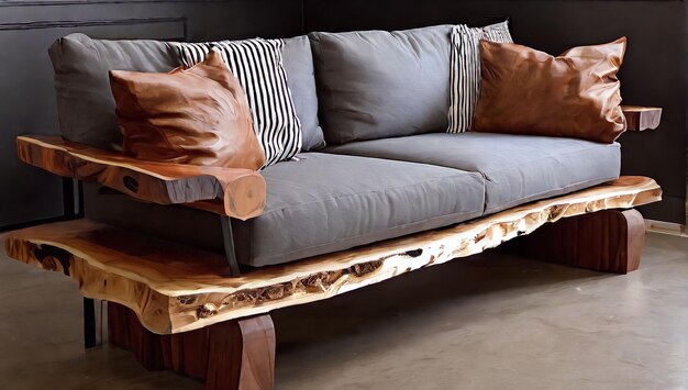 I divani in legno a bordo vivo sono il mobile perfetto per un design rustico