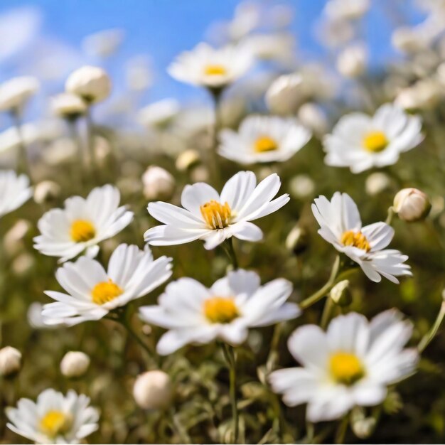 I fiori bianchi sono in piena fioritura nel campo