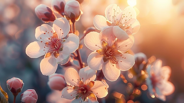 I fiori degli alberi da frutto in fiore nel giardino sono in piena fioritura durante la primavera