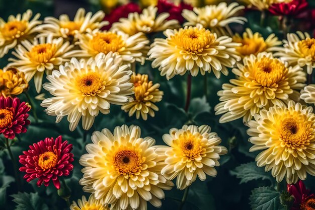 I fiori di crisantemo fiorirono nel giardino realistico