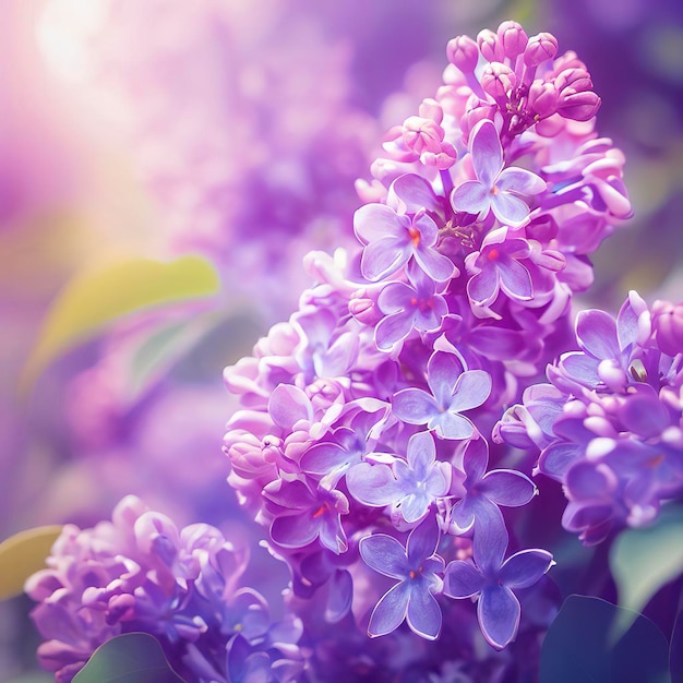 I fiori lilla viola sbocciano sullo sfondo della primavera del giardino