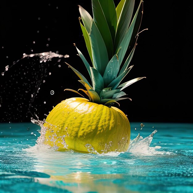 I frutti tropicali cadono in acqua con spruzzi