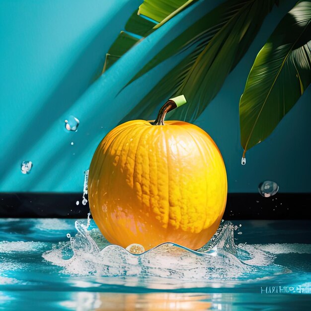 I frutti tropicali cadono in acqua con spruzzi