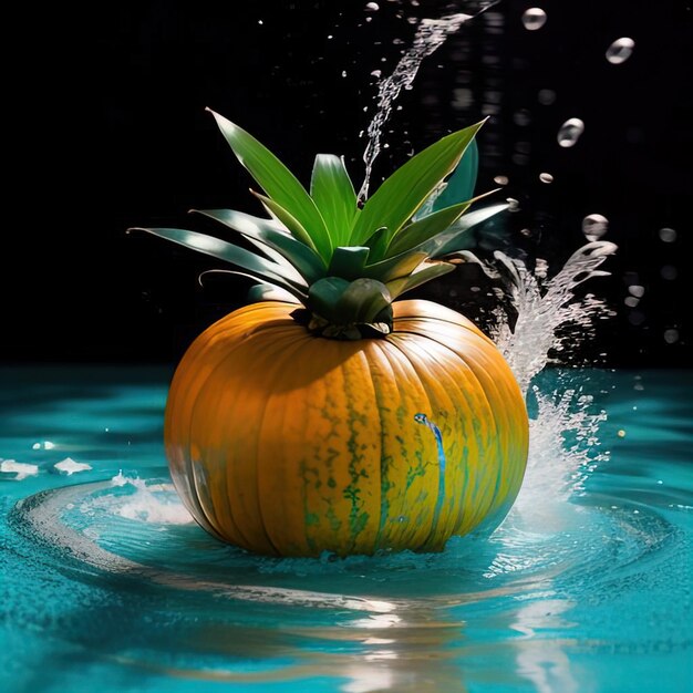 I frutti tropicali cadono in acqua con spruzzi