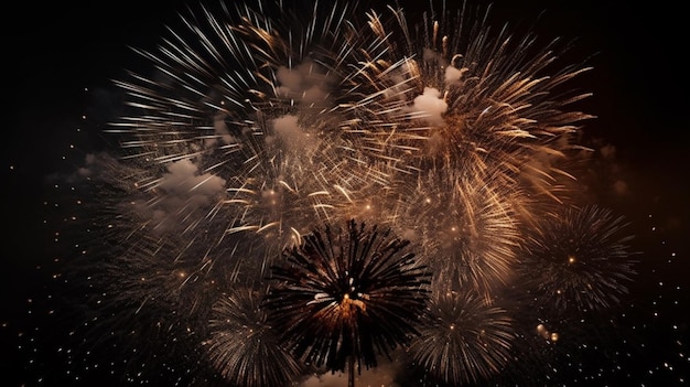 I fuochi d'artificio sono accesi nel cielo notturno.