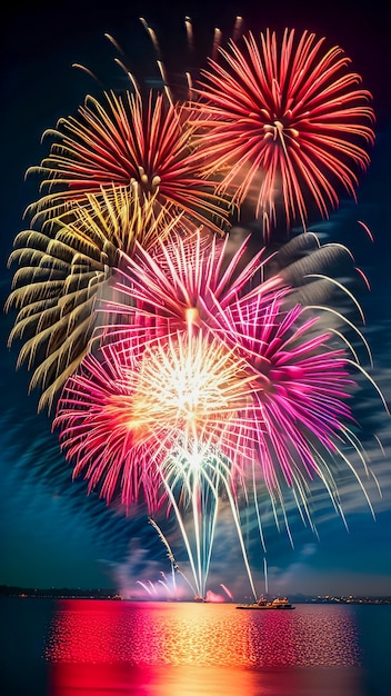 I fuochi d'artificio sono accesi nel cielo notturno.