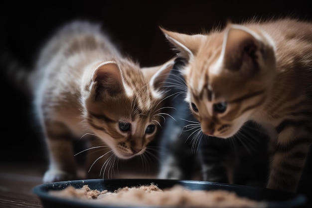 I gattini mangiano la scatola di alimentazione Generare Ai