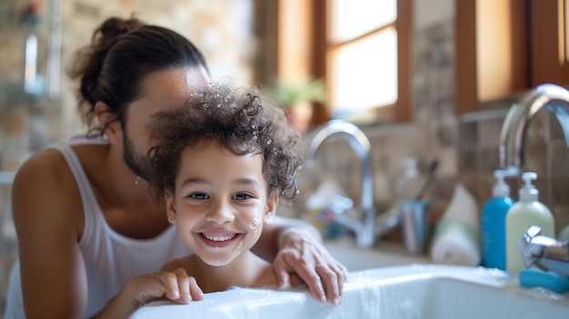 I genitori che guidano i figli attraverso le routine quotidiane di igiene personale e cura di sé insegnano la responsabilità per la salute personale