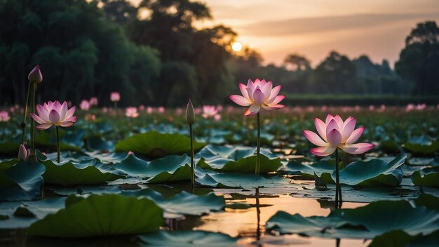 I gigli d'acqua in fiore