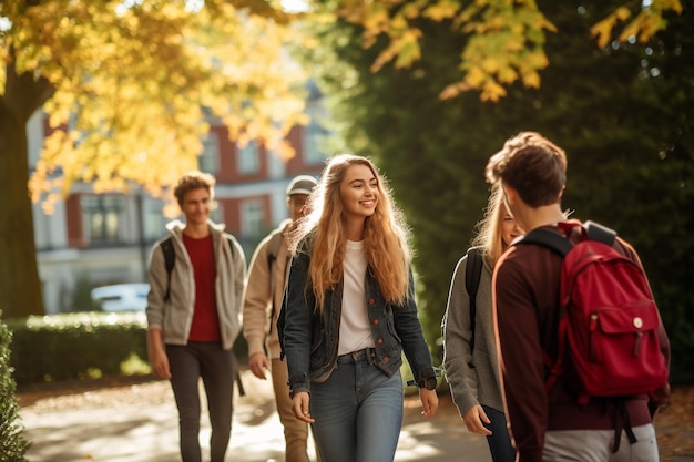 I giovani studenti vanno in classe alla scuola superiore