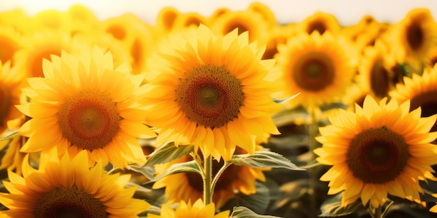 I girasoli in fiore in un bellissimo campo