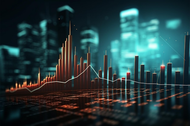 I grafici rivelano i modelli di tendenza del mercato azionario aziendale in immagini informative