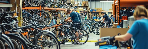 I lavoratori delle fabbriche di assemblaggio di biciclette personalizzate assemblano meticolosamente le biciclette in base al costo individuale.